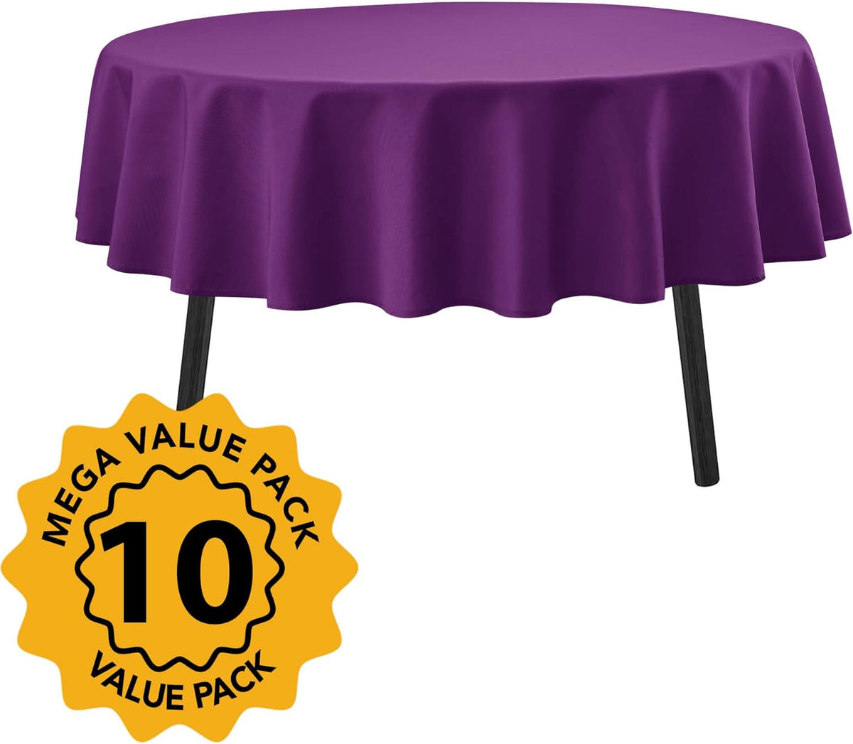 10-Pack Purple Round Tablecloths, 90 Inches, Stain-Resistant Polyester for 4-5 Ft Round Tables - Washable Table Covers for Weddings, Banquets, Birthday Parties, Events