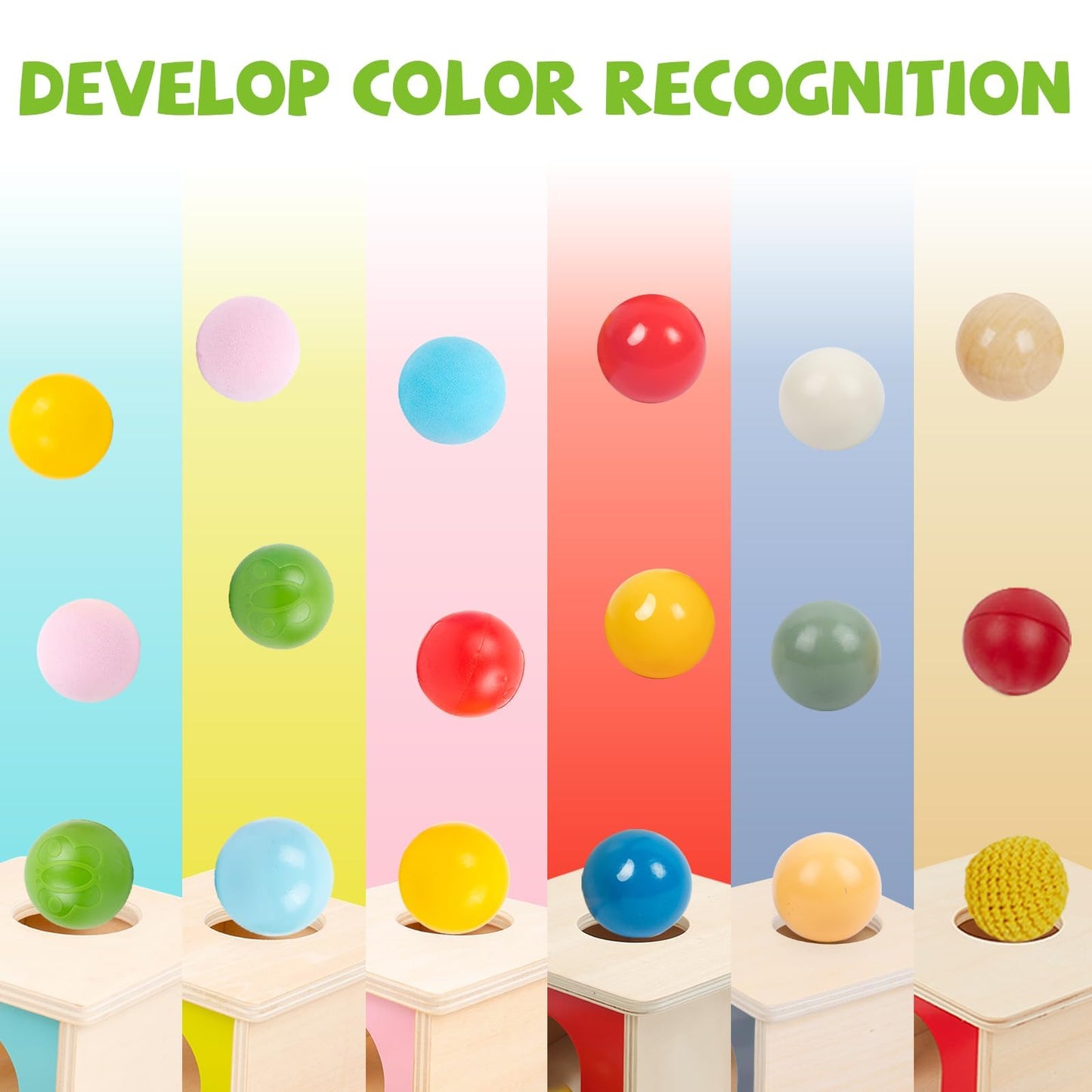 Adena Montessori Object Permanence Box with Tray Three Balls Montessori Toys for 6-12 Months Baby 1 Year Old Infant Toddler Typical