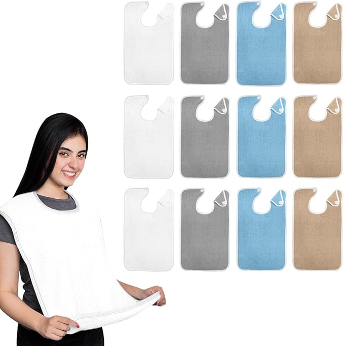 Avalon Towels Adult Bibs for Women 100% Cotton Bib for Adults for Eating - Terry Cloth Adult Bibs for Men Clothing Protectors