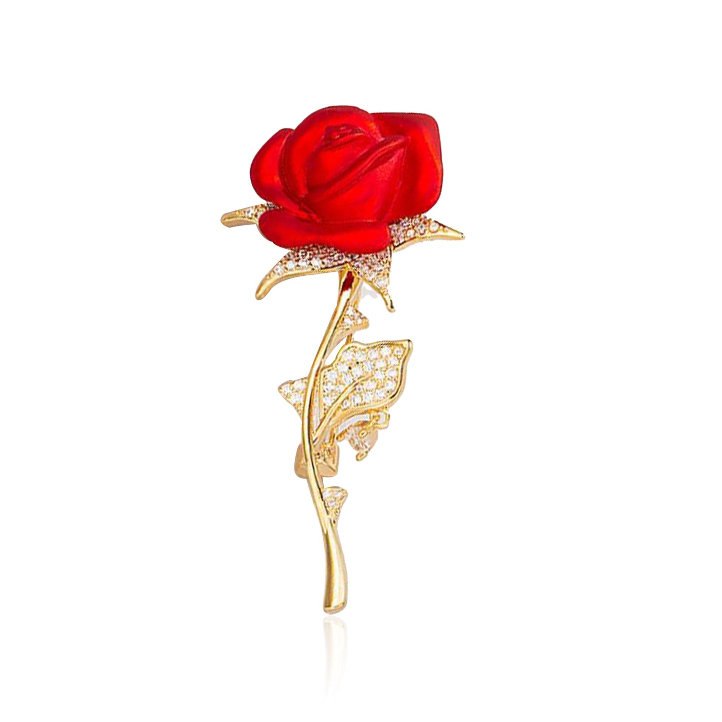 Seakuur Floral Elegant Red Rose Shape Brooch Pin for Women Mothers Day Accessory (E)