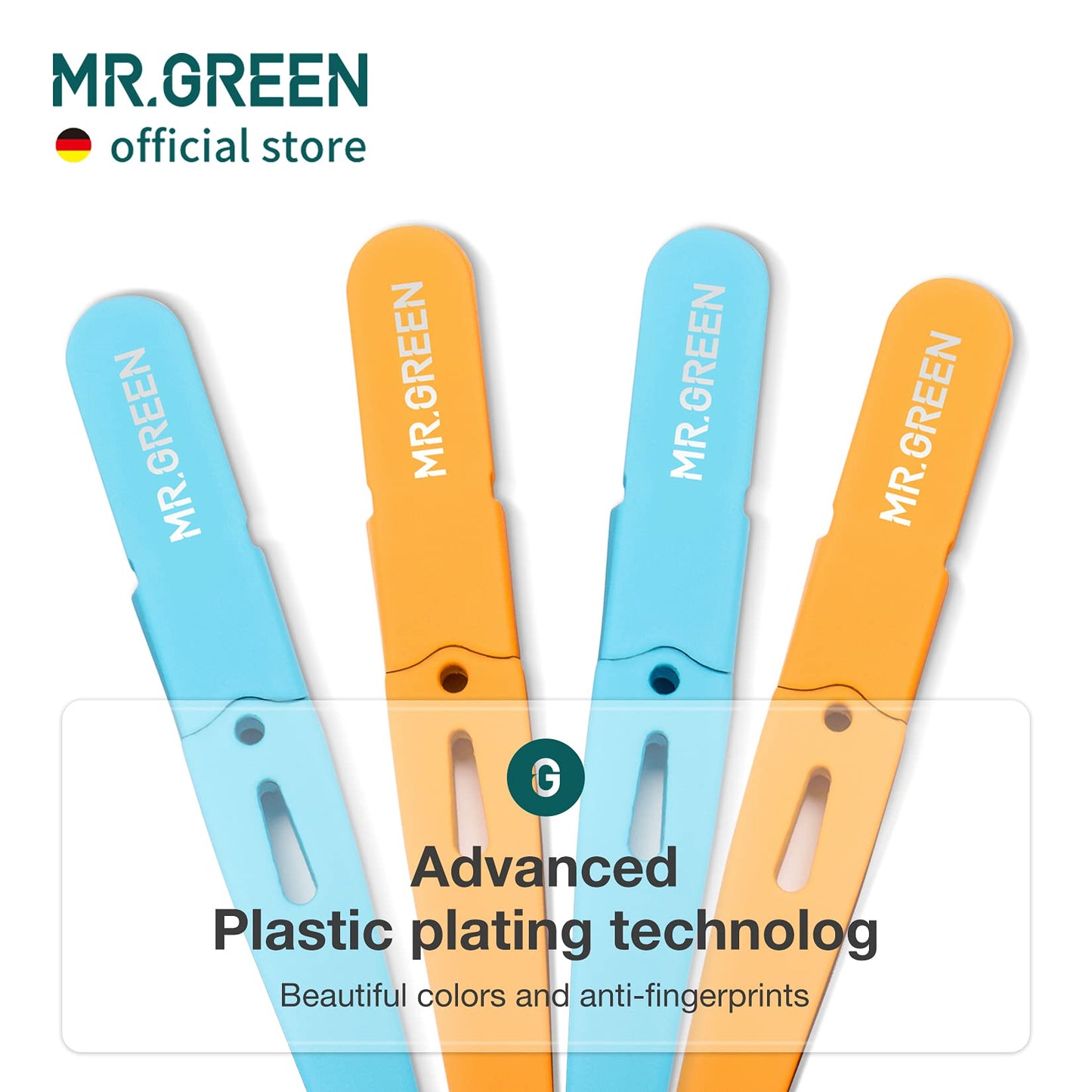 MR.GREEN Eyebrows Tweezers Colorful Beauty Fine Hairs Puller Makeup Tools Stainless Steel Slanted Eye Brow Clips Removal (Orange)