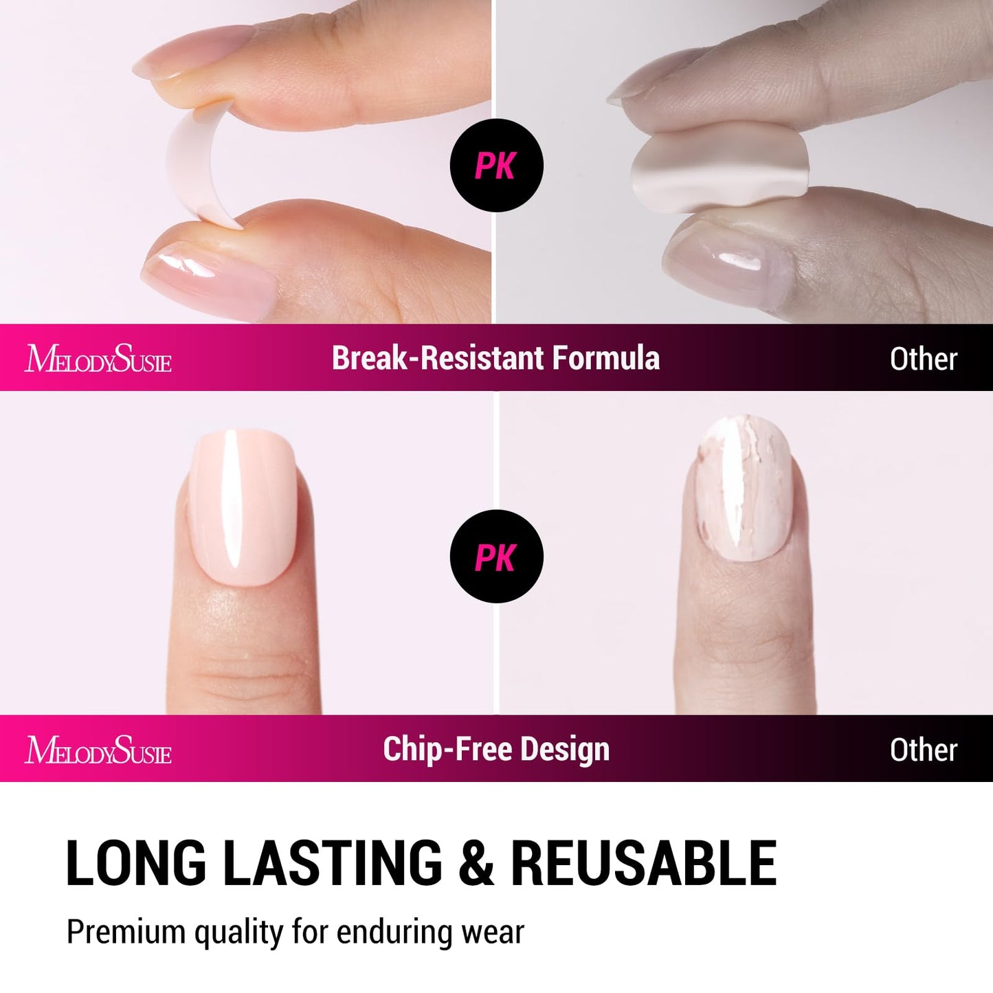 MelodySusie UV Nail Lamp MelodySusie Press-On Nails Short Square White French Tips