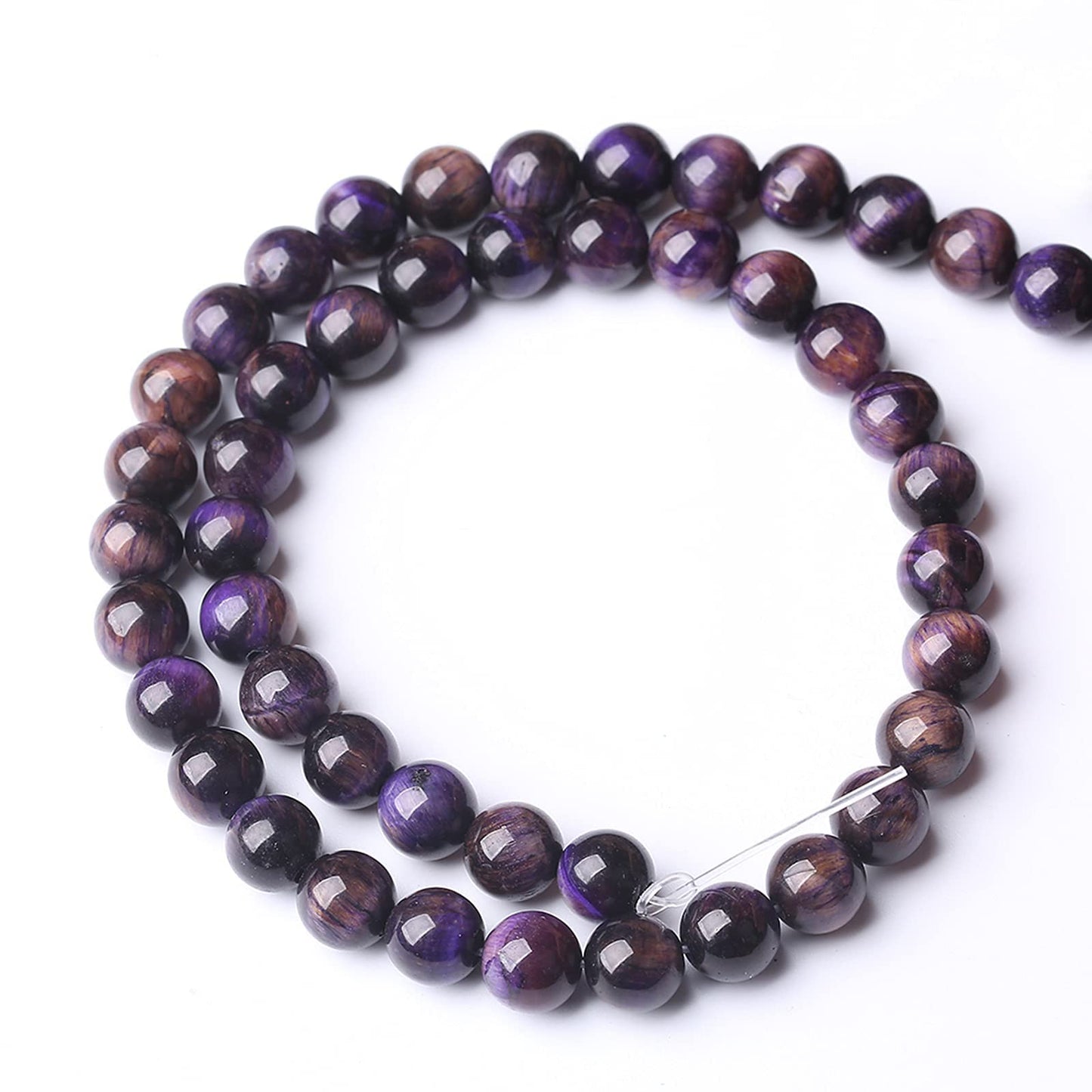 Natural Purple Tiger Eye Beads Round Loose Stone Beads Energy Gemstone Healing Power for Jewelry Making 1 Strand 10mm 38pcs