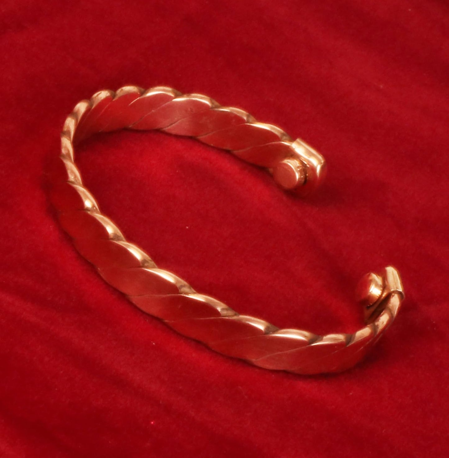 Touchstone Copper Handcrafted Beautiful Braided Magnetic Hand Forged With Solid And High Gauge Braided Pattern Minimalistic Elegance Pure Copper Bracelet In Natural Tone.