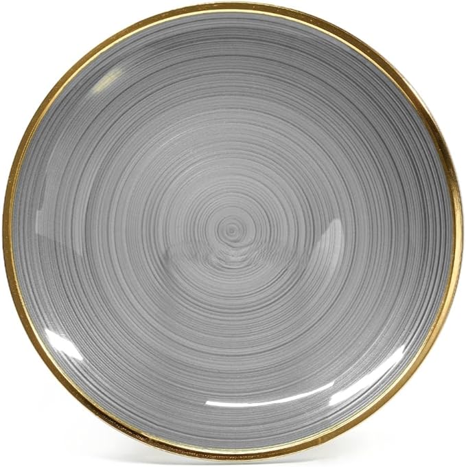" OCCASIONS " 100 Plates Pack,(50 Guests) Premium Wedding Party Disposable Plastic Plates Set -50 x 10'' Dinner + 50 x 7'' Salad/Dessert (Belize in Black & Gold)
