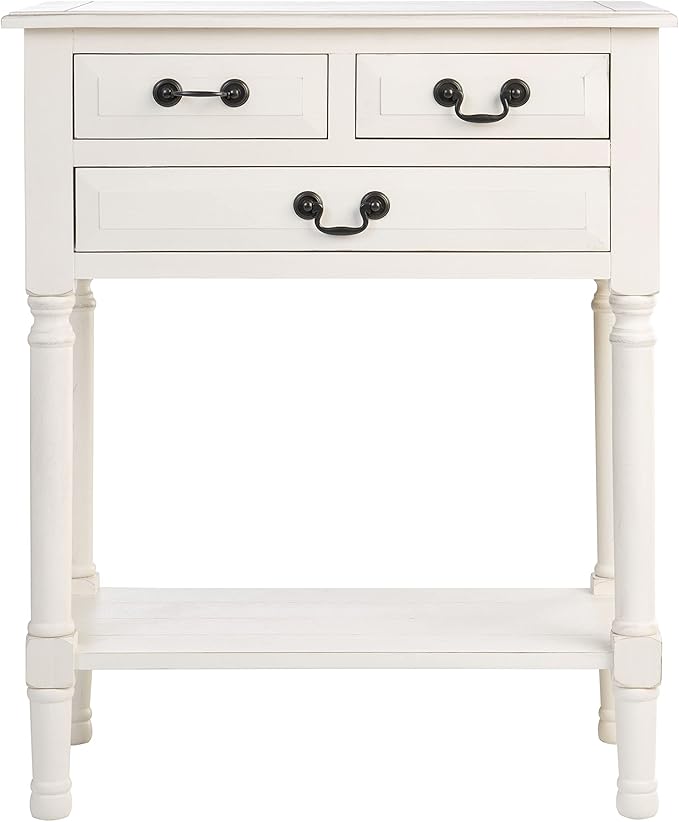 SAFAVIEH Home Collection Primrose White 3-Drawer Console Table