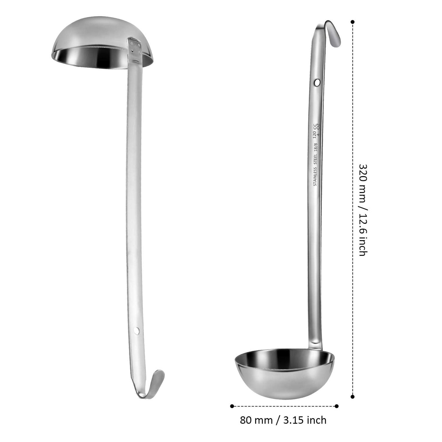 meekoo 3 Pieces Stainless Steel Ladle Soup Handle Ladle with Pouring Rim for Kitchen Cooking Soup Sauce (4 oz)