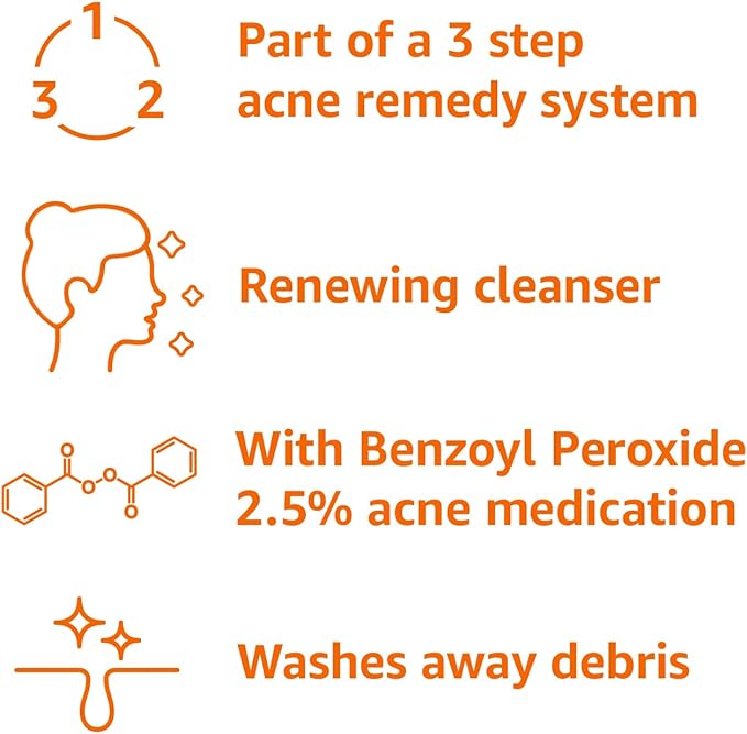 Amazon Basics 3-Step Acne Remedy System Cleanser, 4 Fluid Ounces, 1-Pack