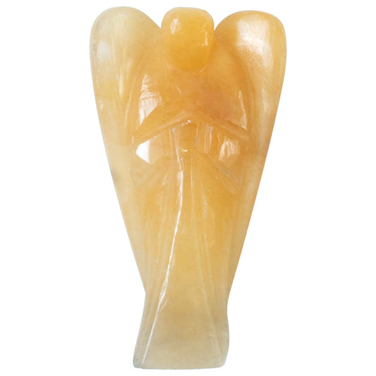 "Yellow Aventurine Gemstone Pocket Angel Healing Figurine, Hand Carved Guardian Angel - Crystals for Positive Energy, Handmade Mini Statue for Love, Peace & Healing, Natural Gemstone Healing Figurine"