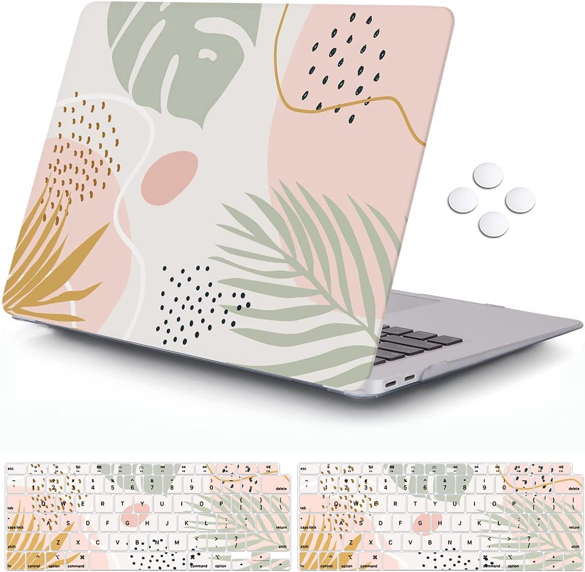 iCasso for MacBook Air 13 Inch Case 2020 2019 2018 Release A2337M1/ A1932/A2179, with Keyboard Mouse Pad Set,Desk Pad + Keyboard Wrist Rest Support+Wrist Rest, Ultra Thick Mousepad Desk Mat, Morandi