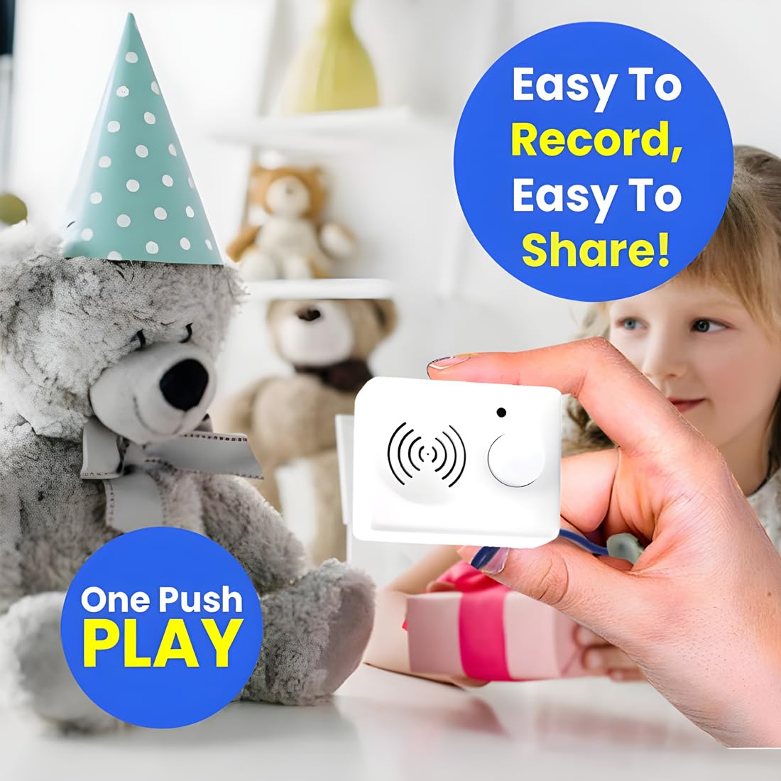 XLW 16 Minutes Voice Recorder for Stuffed Animals,Voice Box for Recordable Presents Button Sound Box for Crafters, Hobbyists, School Presentations,Personalized Items,Christmas New Year Present -White