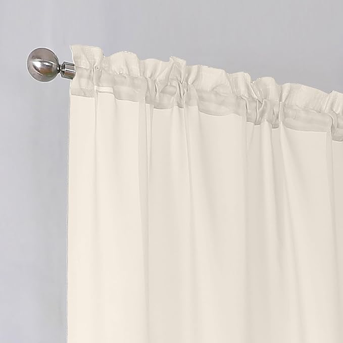 Simplebrand Cream Sheer Curtains 84 Inches Long, Light Filtering Rod Pocket Solid Color Window Sheer Curtain Panels, Elegant Curtains & Drapes for Living Room, Bedroom 2 Panels, 59" W x 84" L