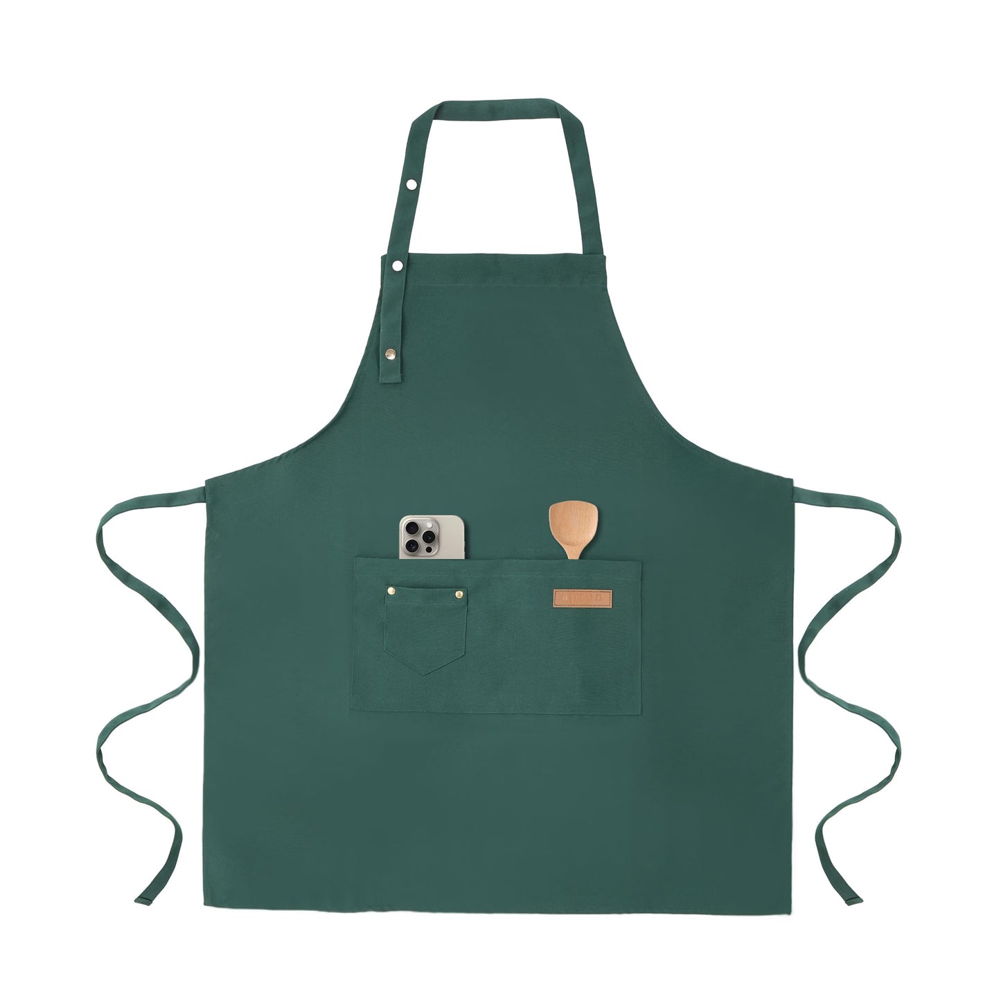 Tosewever Art Aprons for Women Painting Pottery Baking, Mens Buckle Straps Kitchen Apron with Pockets for Chef Cooking (Green)