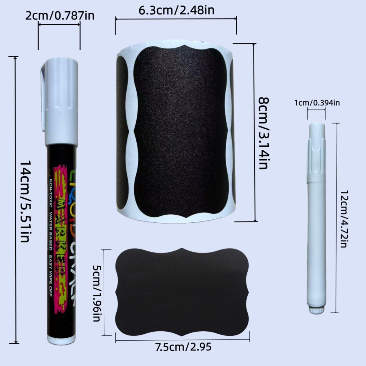 LWTBNTY Blackboard Label - 185 Waterproof Reusable Blackboard Stickers with 3 Liquid Chalk Marks Used for Mason Jars, Party Decoration, Craft Room, Storage, tidying up Your Home and Kitchen