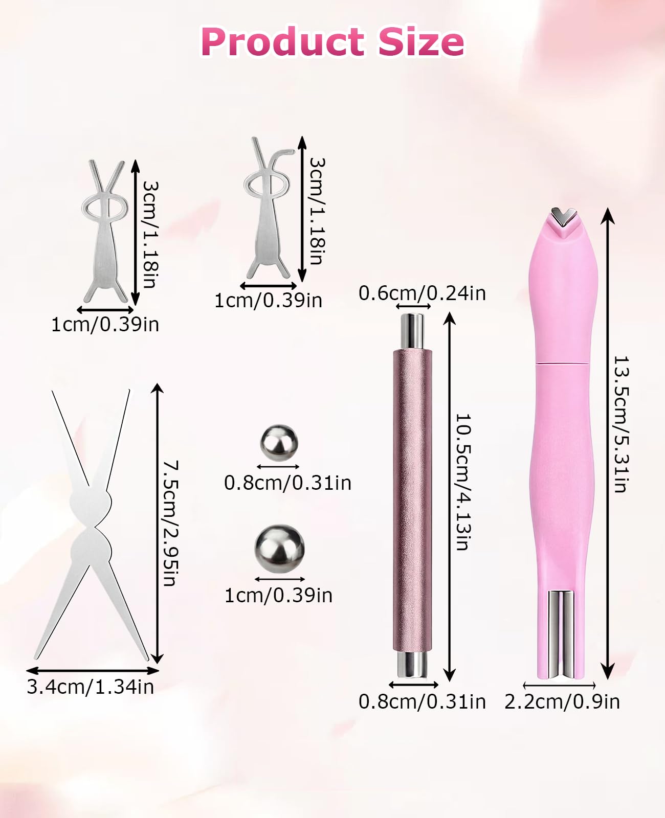 DAWZMR 15 Pieces Double-Head Heart Magnet for Cat Eye Gel Polish Nails, Multifunctional Flower Shape Cateye Nail Magnetic Tool