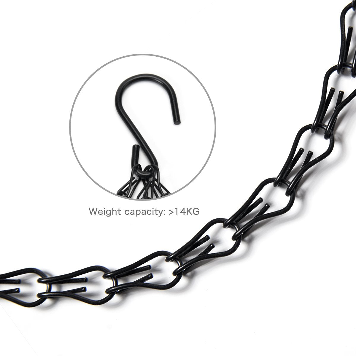 Flower Pot Chain 24 Inch Hanging Flower Basket Galvanized Replacement Chain 3 Point Garden Plant Hanger (4pcs(Black))