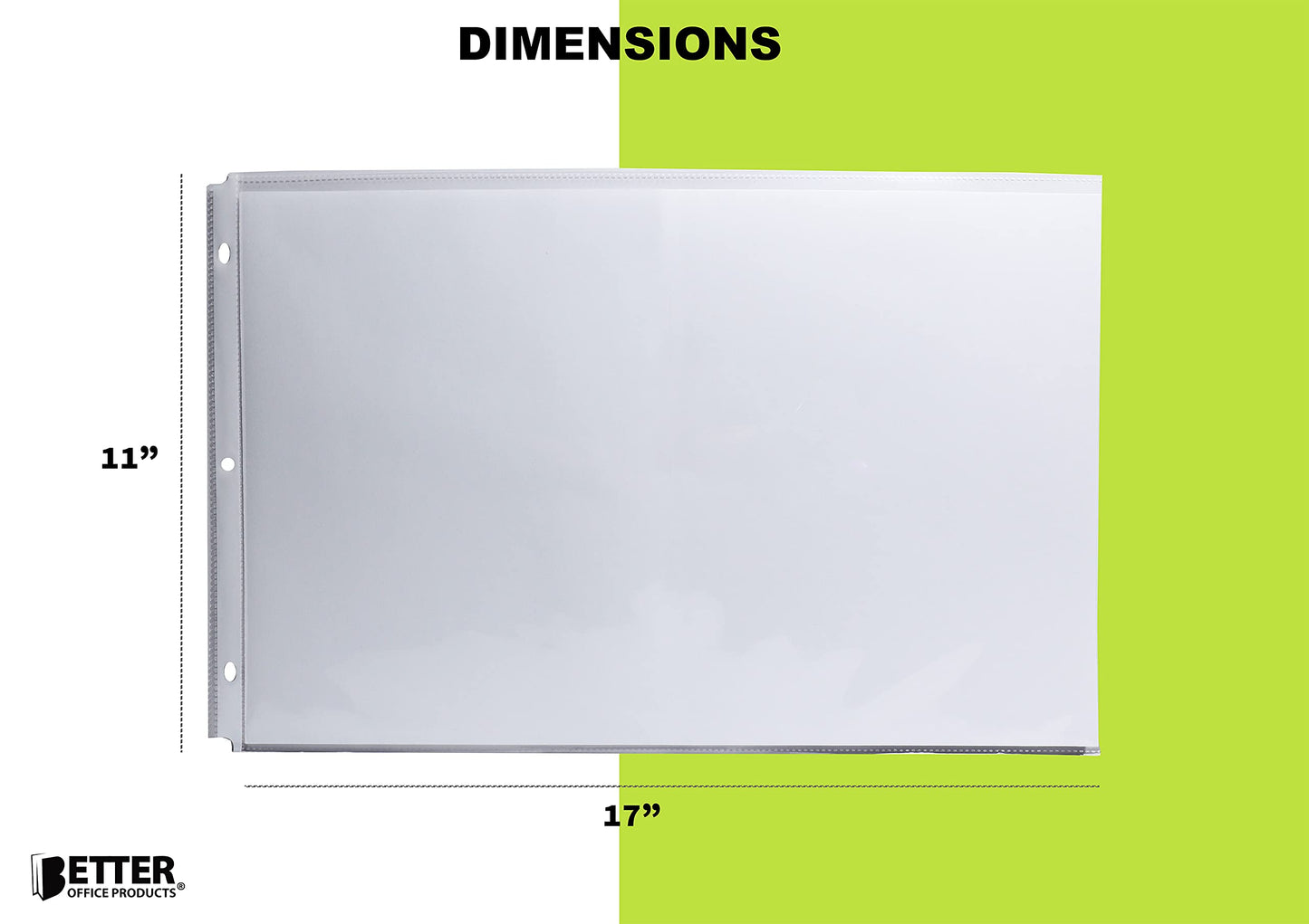GOLD SEAL 50 Pack 11x17 Inch Heavyweight Diamond Clear Sheet Protectors, Side Loading, Ledger Sheet Protectors,3-Hole Punched