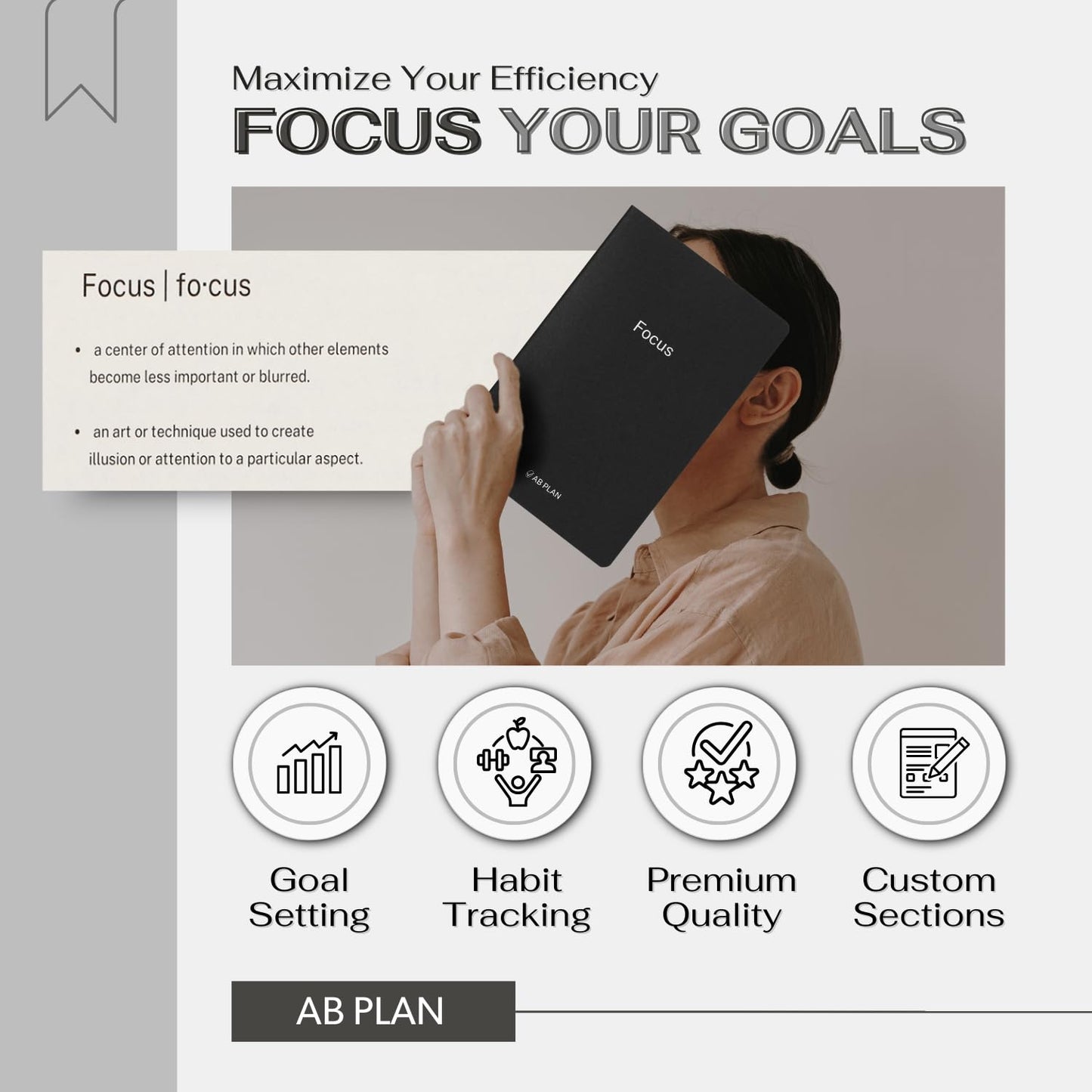 AB Plan Weekly Planner – Hardcover Monthly Planner Habit Tracker – Goal Setting Daily Journal Undated Planner for Women, Men – Ultra-Thick Paper Day Planner For Notes, Organizing, Sleep Habit