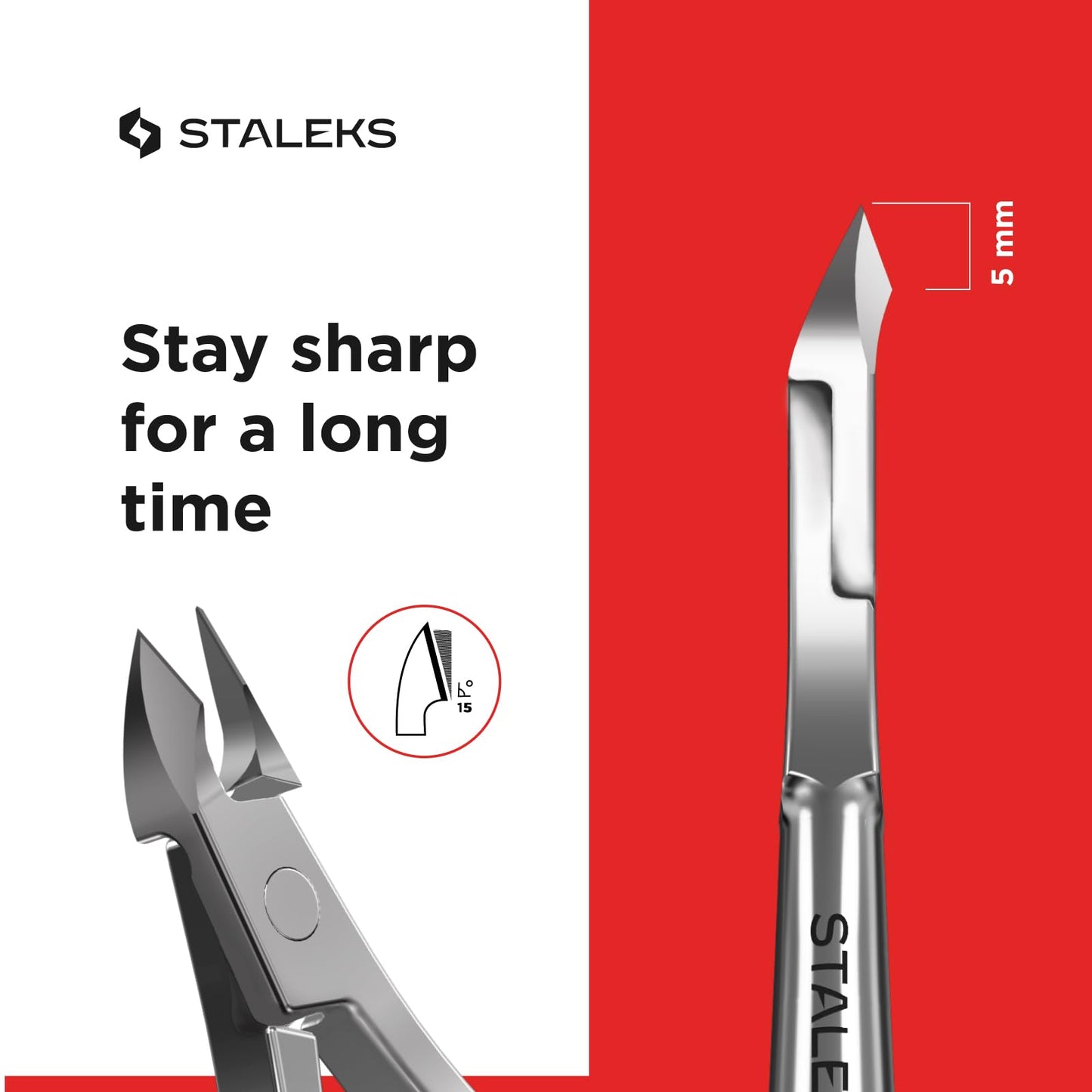 Staleks CLASSIC 12 Cuticle Nippers – 5mm Blade – Stainless Steel – Compact Design – For Home Manicure & Pedicure