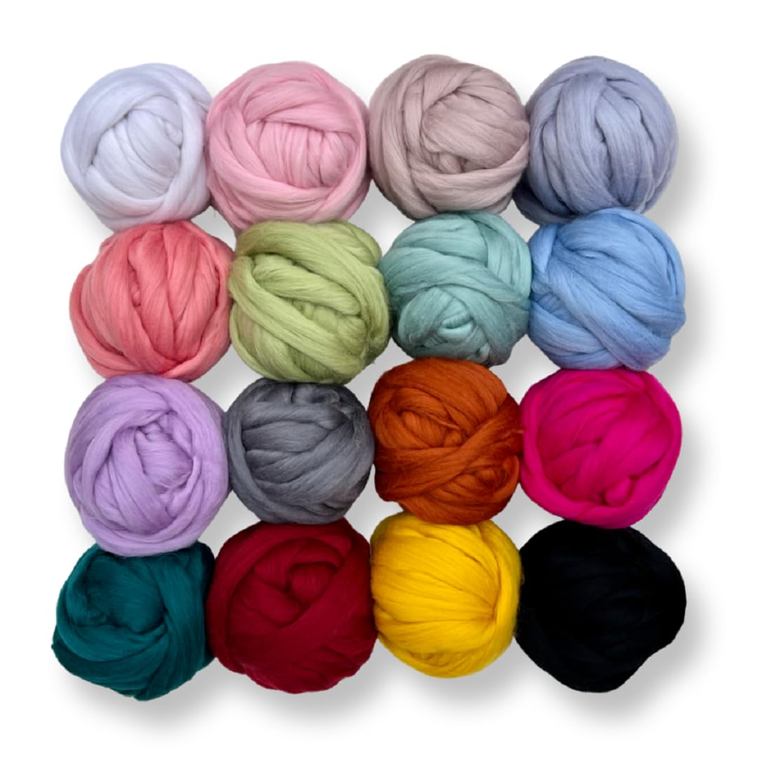 Revolution Fibers Dyed Corriedale Wool | 8.2 Ounces of Premium Combed Wool Top | 26 Micron, 100% Pure Corriedale Wool Roving, Ethically Sourced (Ruby Red)