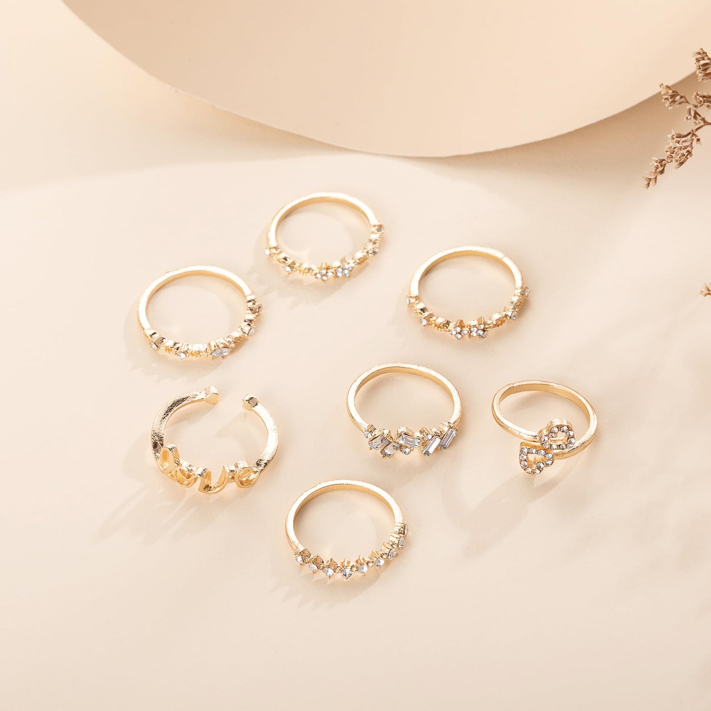 FUTIMELY Boho Retro Stackable Rings Sets for Women Knuckle Joint Finger Knuckle Nail Ring Sets Moon Stars Stack Preppy Statement Rings Cute Trendy Stuff Jewelry (B-7PC-LOVE Rings)
