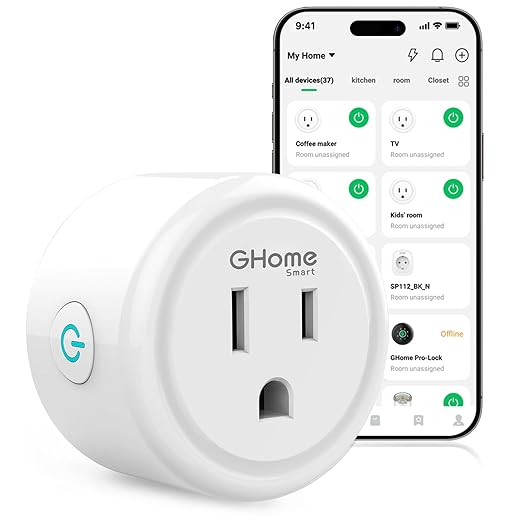 GHome Smart Plug, WiFi Smart Plugs Work with Alexa and Google Home, Smart Outlet Timer with APP Remote Control, 2.4GHz Wi-Fi Only, No Hub Required, ETL FCC Listed, White
