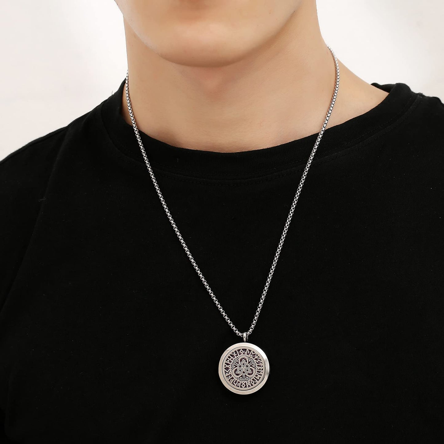 Luck Viking Celtic Knot Essential Oil Diffuser Necklace - Stainless Steel Locket- Best for Aromatherapy-Perfume, Fragrance, Scent Diffusers for Women and Men