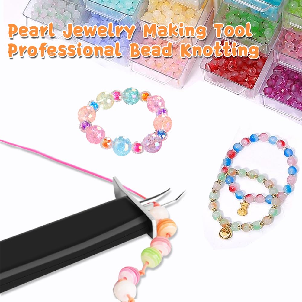 BADAO Beading Knotting Tool,Pearl Jewelry Making Tool Professional Bead Knotting,1pcs Knot Tying Kit with 2pcs Silk Thread for Pearls in Jewelry Making Kits