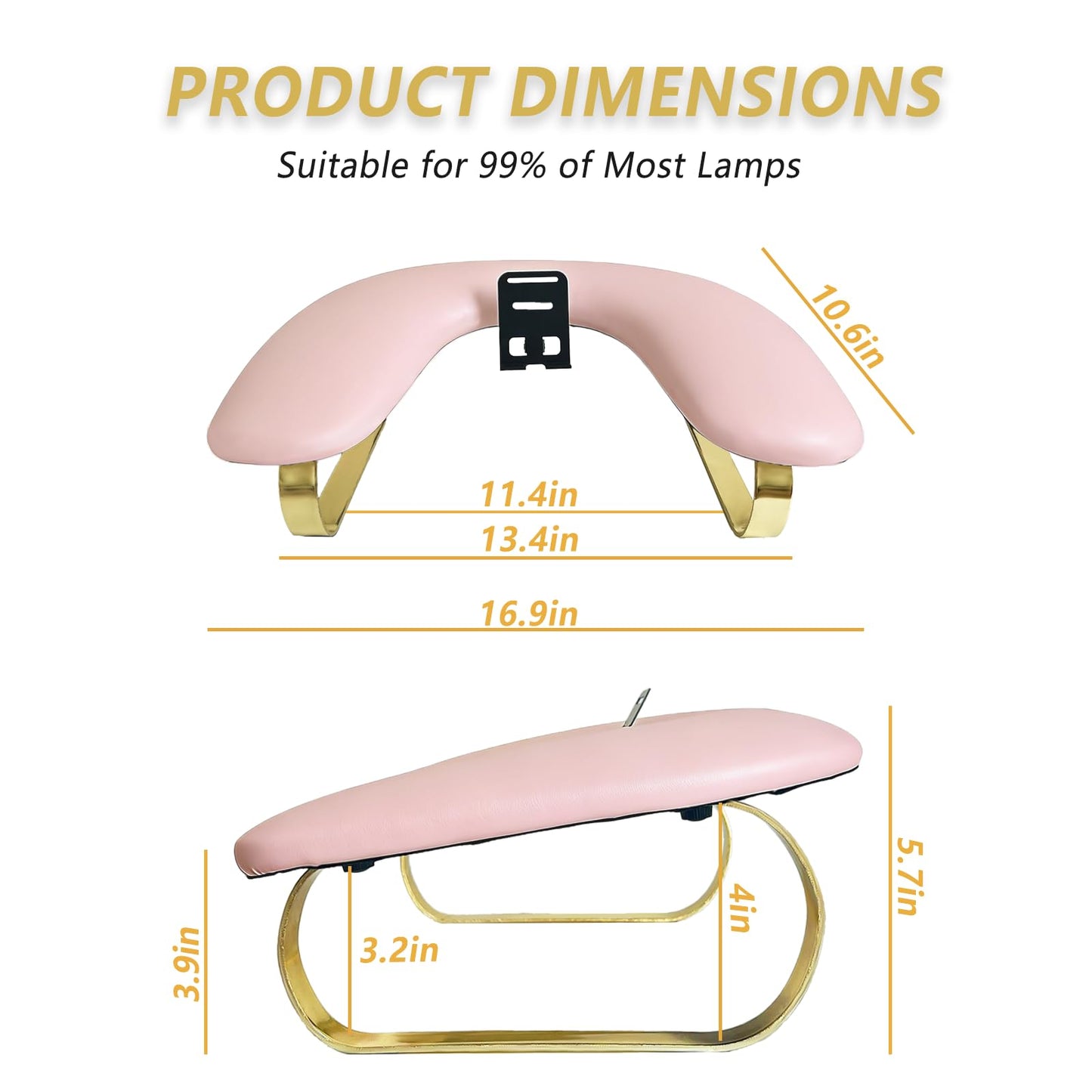 Rotating Phone Holder Nail Arm Rest, PU Leather U-Shaped Hand Stand for Nail Technicians & Manicure Use (pink)