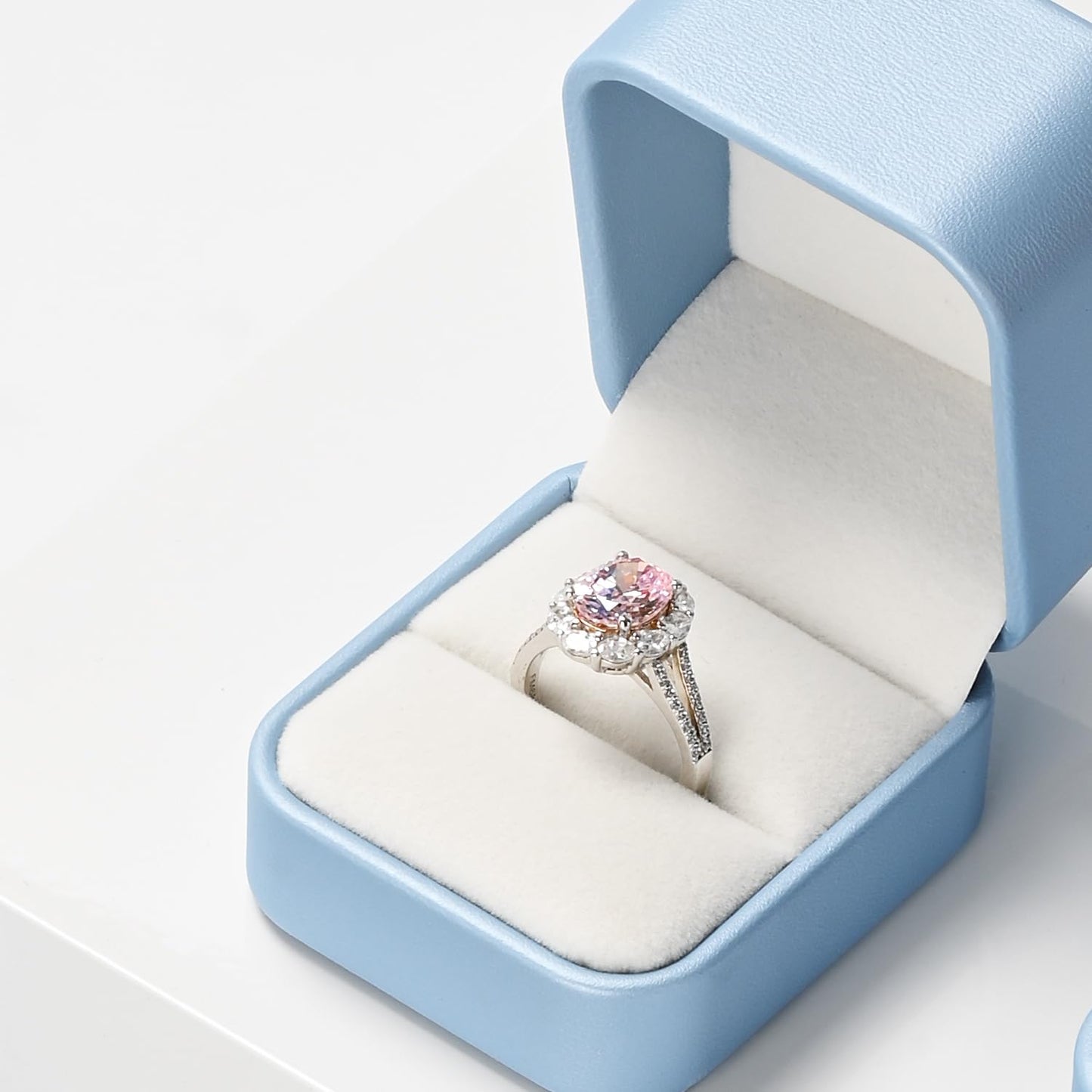 Oirlv Luxury Leather Jewelry Ring Box Engagement Ring Box Wedding Day Keepsake Case(Sky Blue)