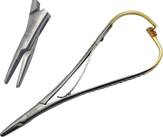 ARTMAN INSTRUMENTS Mathieu Ligature Elastic Placing Pliers 5.5" With Tungsten Carbide Inserts, separator placer, Orthodontic Lace back tightener (Pack of 5)