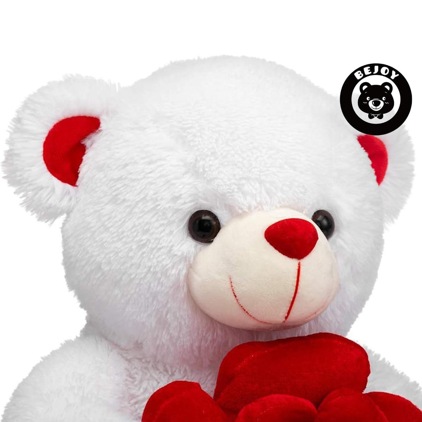 BEJOY Teddy Bear Stuffed Animals Plush Bear Holding Rose Soft Plush Toy Gifts 16 inches White