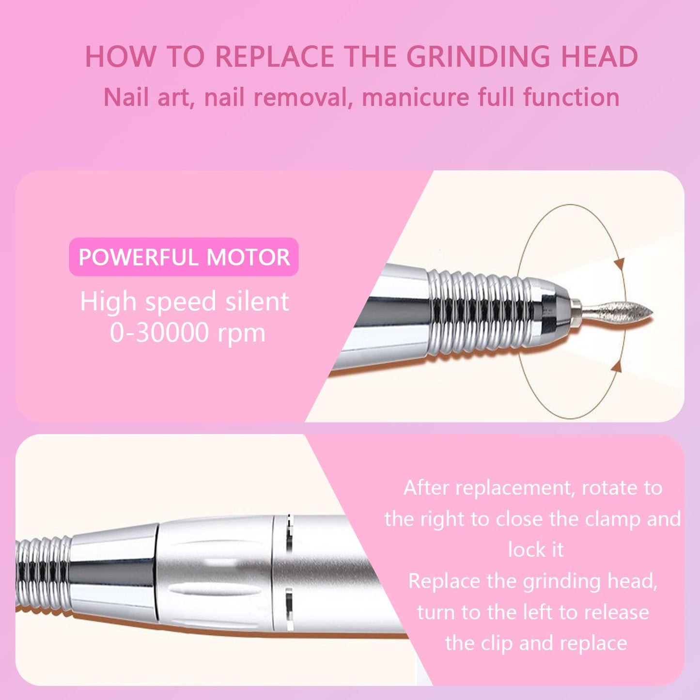 SUILU Electric Nail Drill File Professional,30000 RPM Portable Nail Drill Machine Kit Manicure Pedicure Tools Polishing Set with Nail Drill Bits Sanding Bands ﻿ (Dazzling Purple)