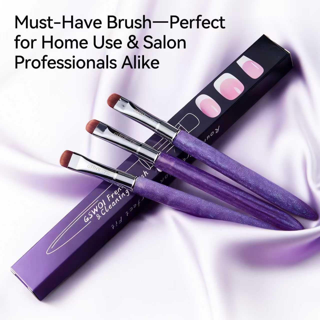 GSWOI French Tip & Nail Cleaning Brush - Dual Function Gel Polish Clean Up Tool with Custom Firm Bristles for Professional Manicure (F16)