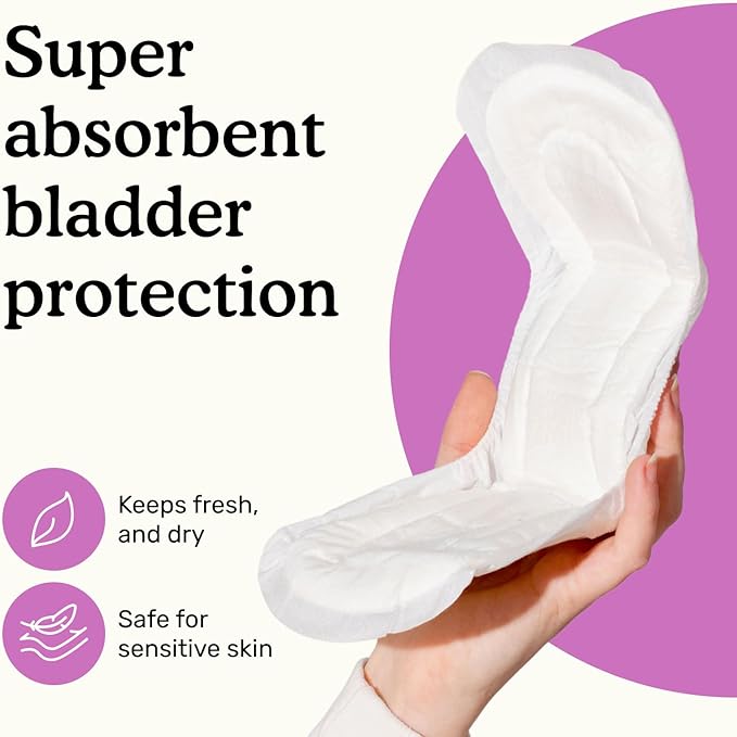 Because Incontinence Pads for Women - Maximum Absorbency, Postpartum Liners, Up to 100% Leak-Free Protection, Discreet Protection for Bladder Leaks, 20 Count