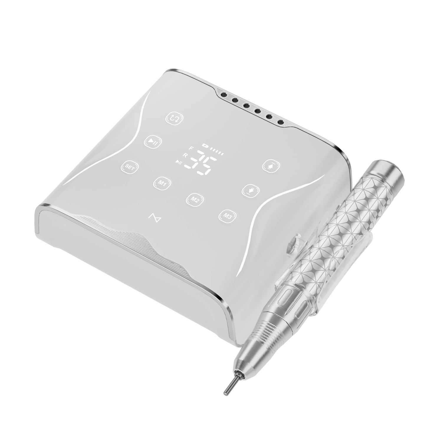 M Nova Pro Nail Drill 35,000 RPM Brushless Motor, Cordless Rechargeable Electric Nail File, Professional E File Machine for Acrylic Gel Nails, Low Noise Portable Salon Use – White
