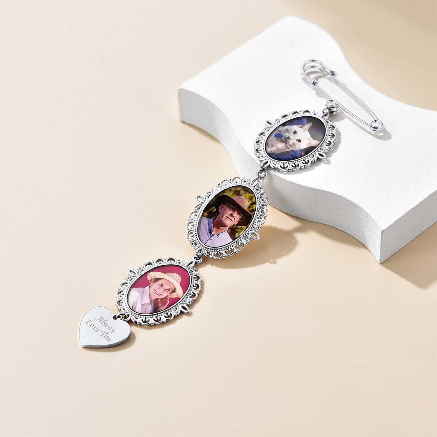 Custom4U Wedding Bouquet Charms with Picture Custom Memorial Photo Pins