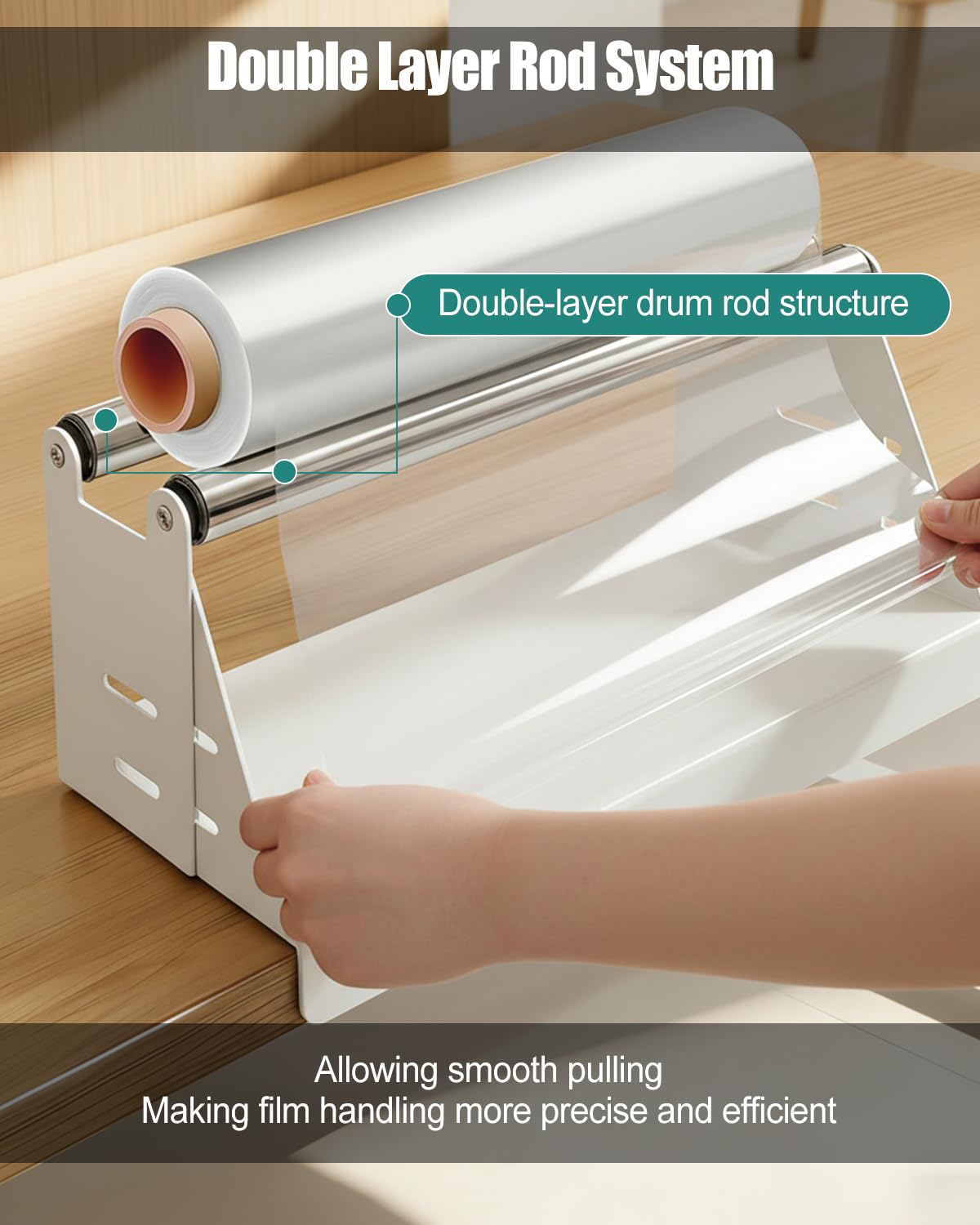 NEQXFQ Vinyl Roll Holder Storage Rack, Heavy Duty Metal Media Organizer for Wallpaper Window Film Transfer Paper Tape Rolls, Double Layer Drum Rod Display Stand White
