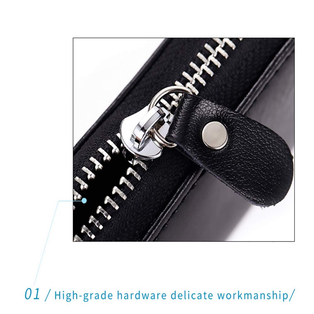 Funny Live Genuine Leather Key Holder Bag with 4 Card Slot & 6 Hooks & 1 Access Card, Key Case for Men & Women (Black Plus)