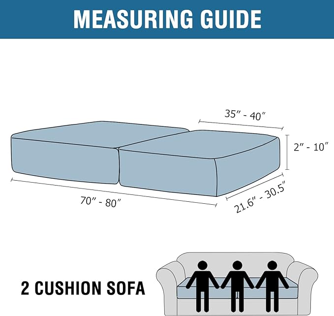 H.VERSAILTEX Velvet Stretch Couch Cushion Cover Plush Cushion Slipcover for Chair Loveseat Sofa Cushion Furniture Protector Seat Cushion Sofa Cover (2 Piece Large Sofa Cushion Covers, Grey)