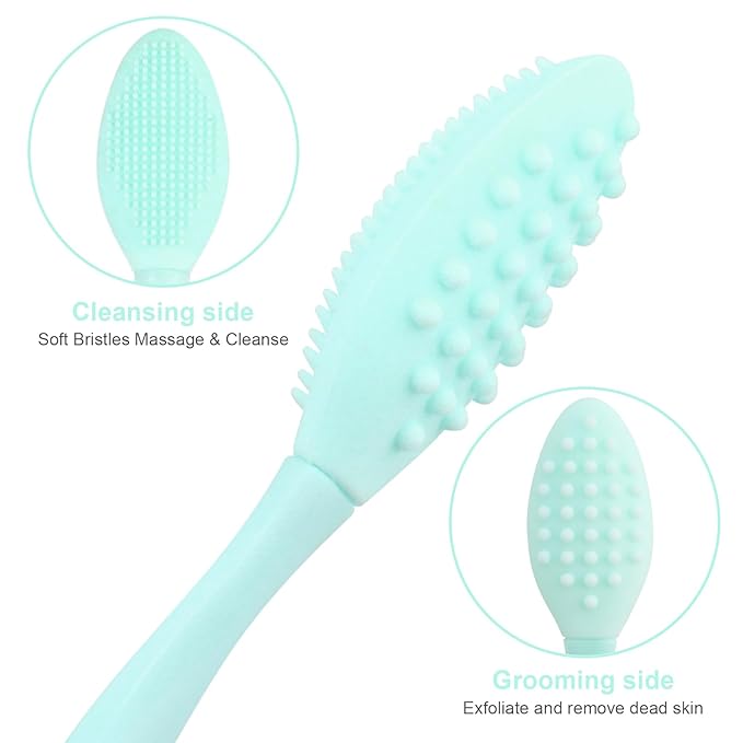 Lip Scrub Brush,Double-Sided Silicone Exfoliating Lip Brush Tool for Smoother and Fuller Lip Appearance,Green,2pcs
