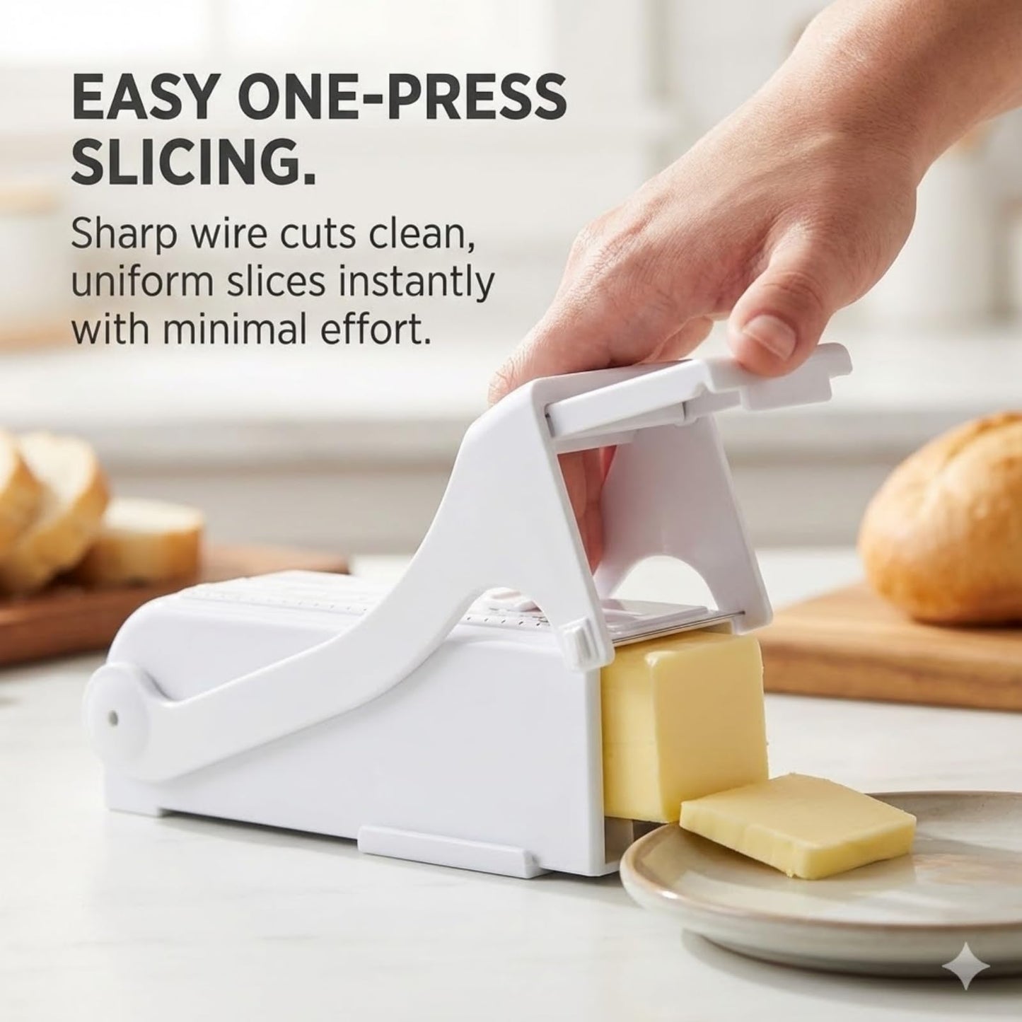 Nilayo Butter Slicer - One Click Butter Cutter, Dispenser - White Kitchen Gadget