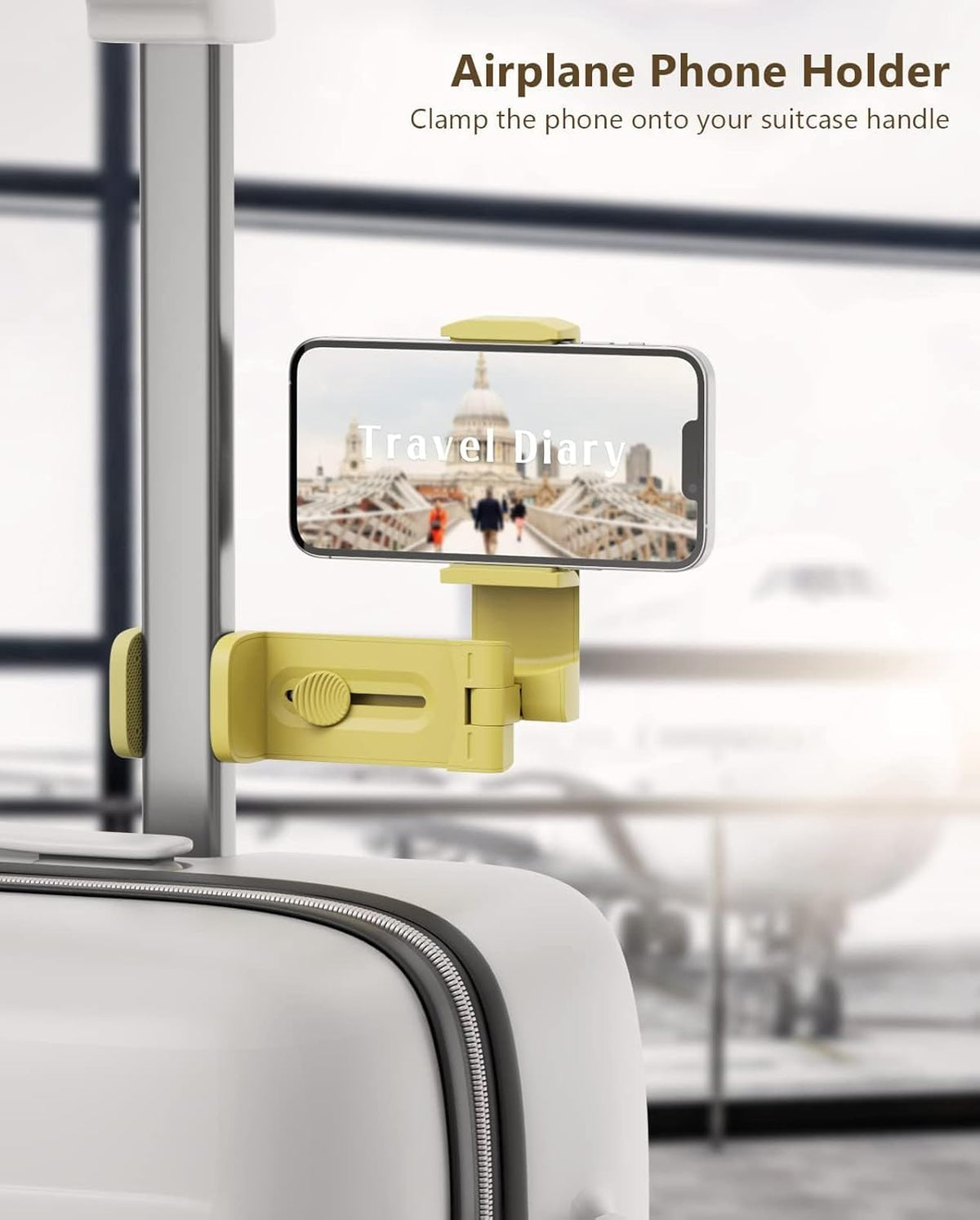 MiiKARE Yellow Phone Holder, Universal Portable Electronic Device Mount for Flying, 360 Degree Rotation, Compatible with iPhone, Samsung, Google, Xiaomi etc.