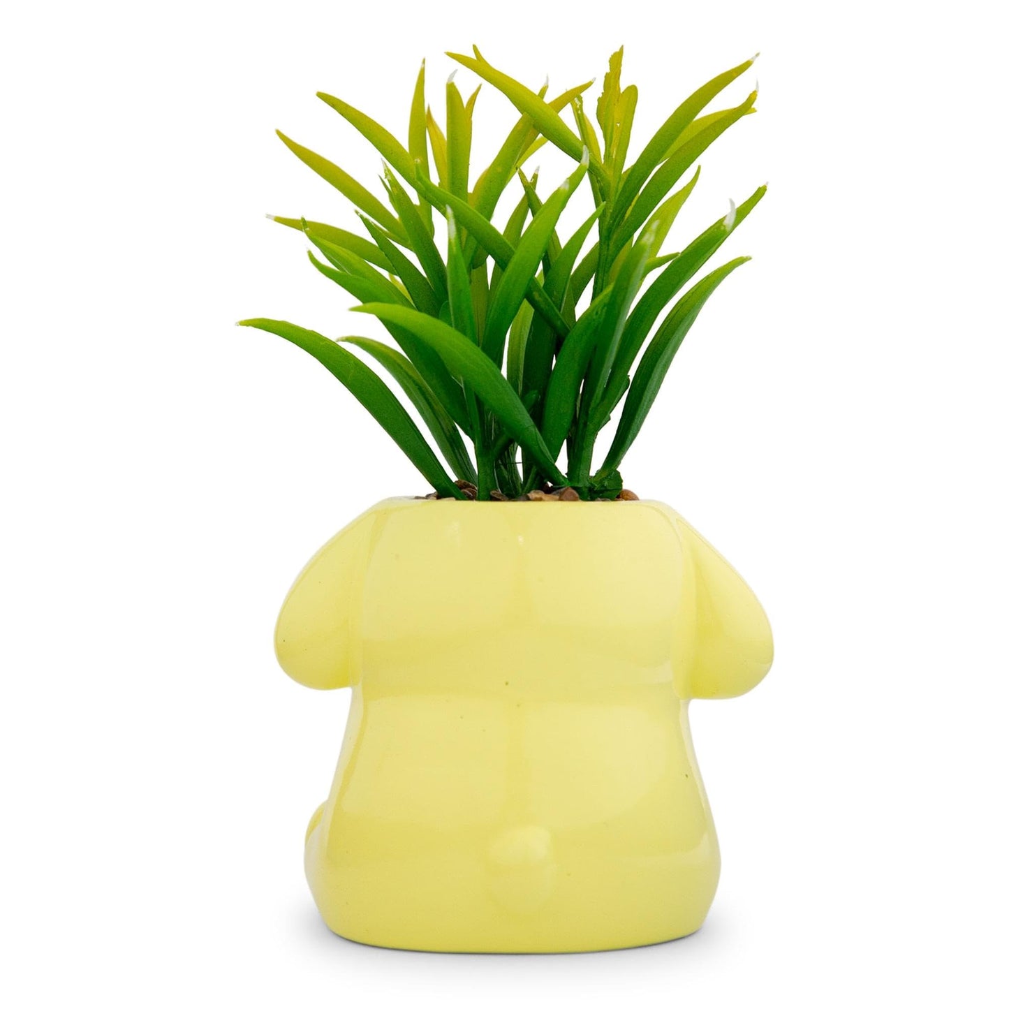 Toynk Sanrio Pompompurin 3-Inch Sculpted Ceramic Mini Planter with Artificial Succulent | Cute Flower Pot, Faux Indoor Plants