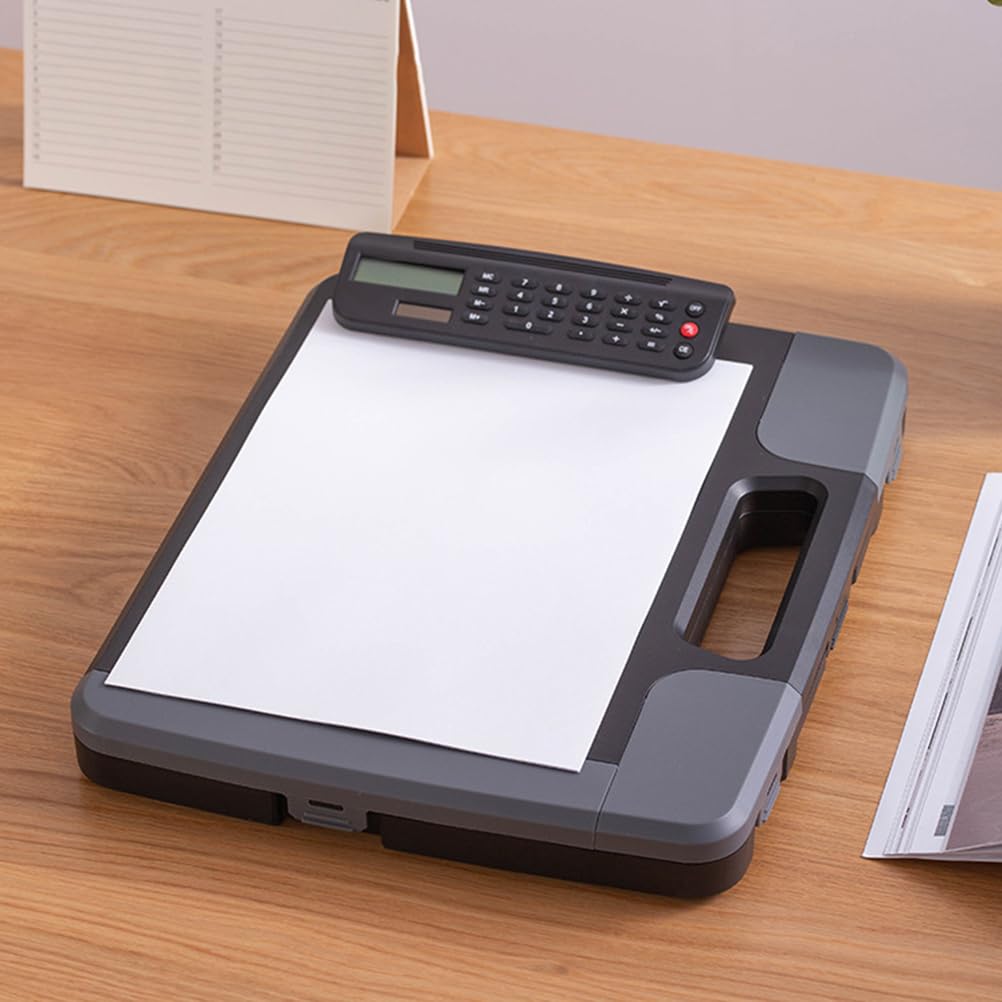 Cabilock A4 Files Box Document Clipboard Case with Calculator 14.40 X 12.08 X 2.63 Inches Office Organizer File Folder Box for Business and Study Storage