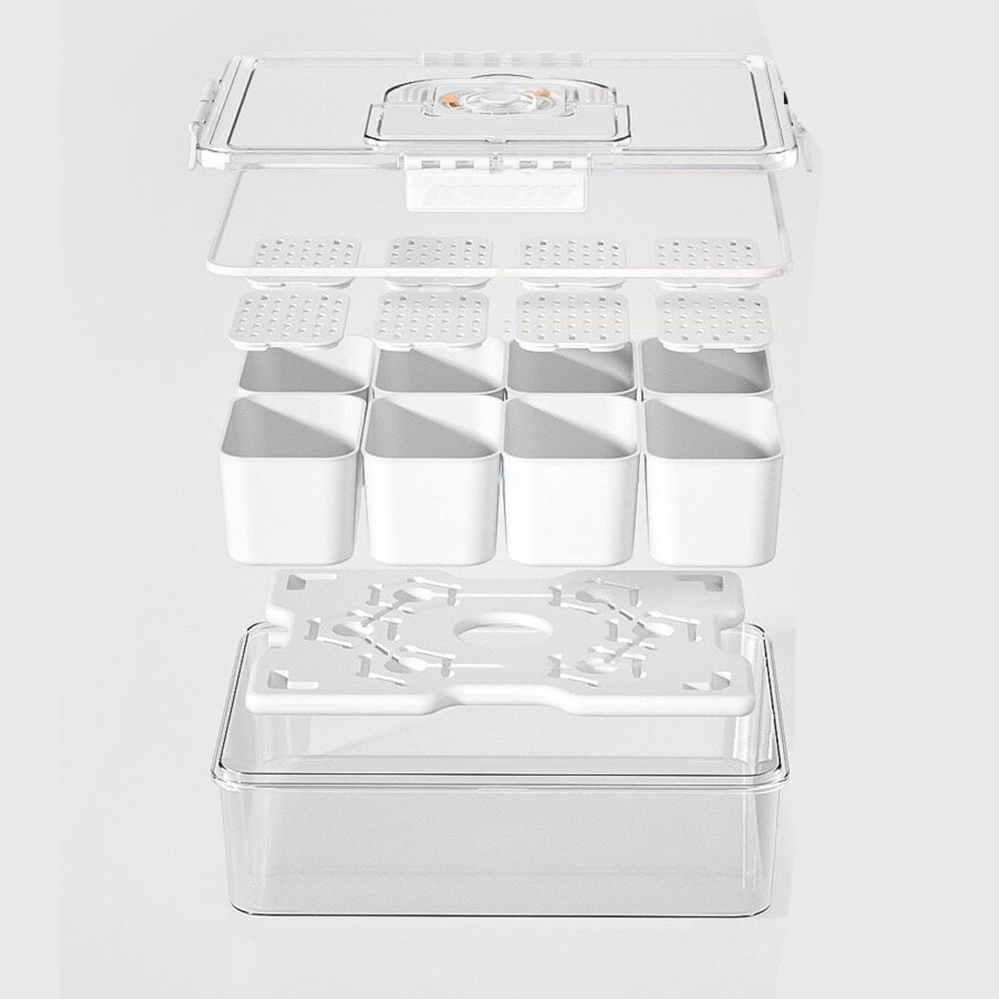 Bivpreom Snackle Box Container With Ice Pack，Chilled Serving Tray，Snackle Box With Ice Pack & Lid & 8 Compartments