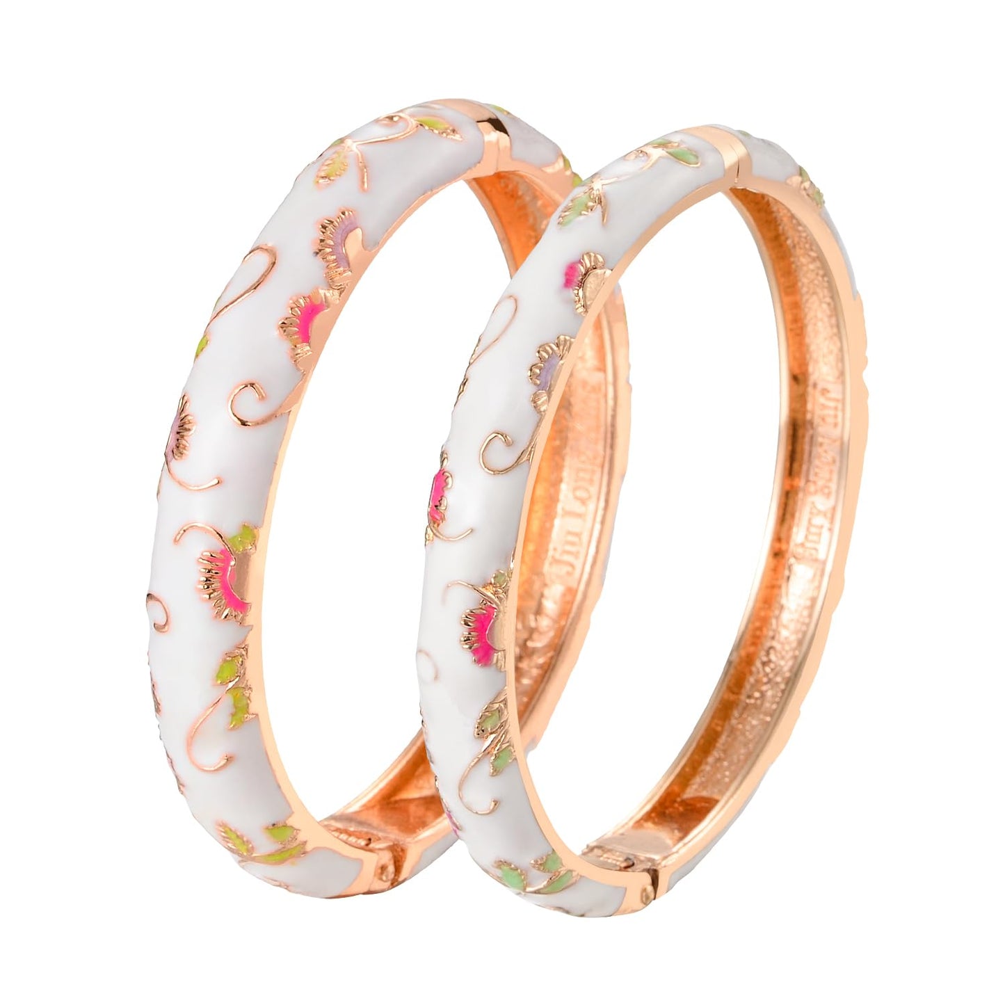 UJOY Designer Indian Style Cloisonne Bracelets, 2.4'' Openable Cuff Enameled Bangles Set Jewelry Gift for Women Packed in Box 55A108-55B30 White