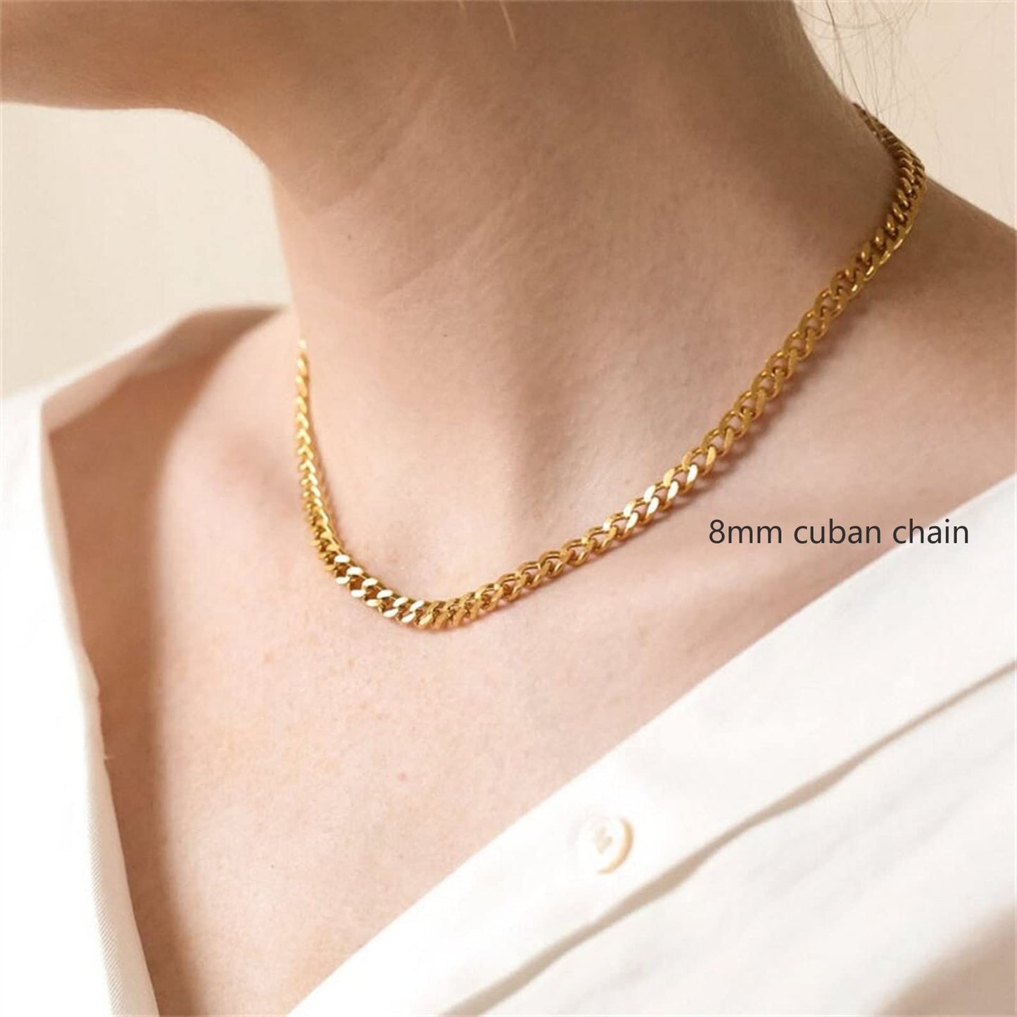 Freekiss Layered Gold Necklaces for Women - 3 Strands Chunky Cuban Chain and Dainty Choker Stack, Trendy Y2K Gold Jewelry Set, Adjustable Simple Party Gift