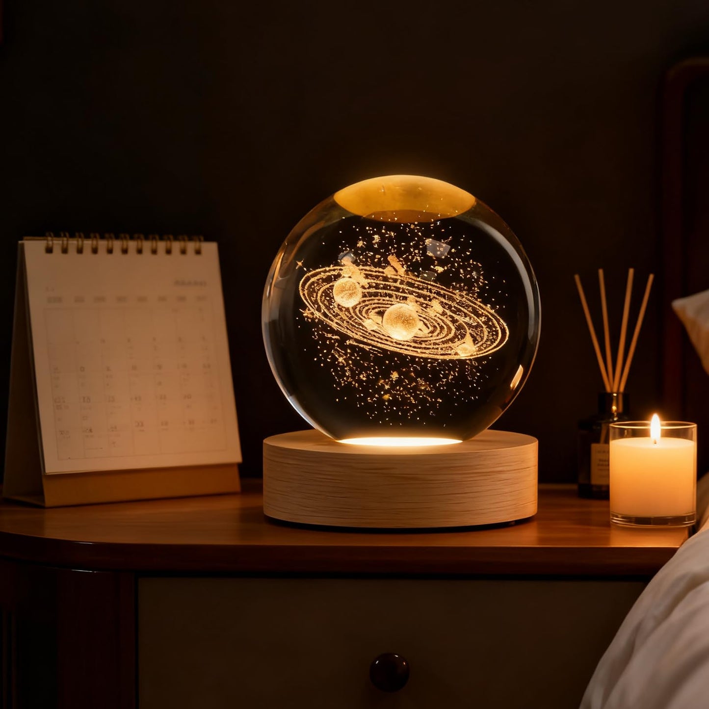 3D Solar System Crystal Ball, 2.4inch Universe Gifts Decorative Quartz Glass Ball, Space Laser Engraved Model Astronomy Decor, Paperweight Physics Display Sculpture Home Decor Crafts for Friends