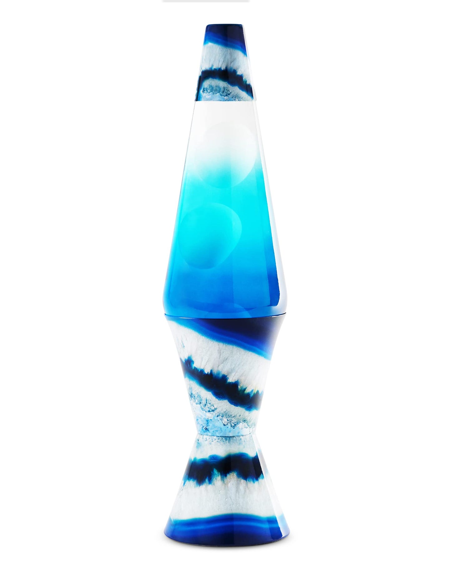 Spencer Gifts Lava Lamp - 17" Blue Agate - The Original Motion Lamp - White Wax and Clear Liquid with Printed Base and Hand Painted Globe Exclusive
